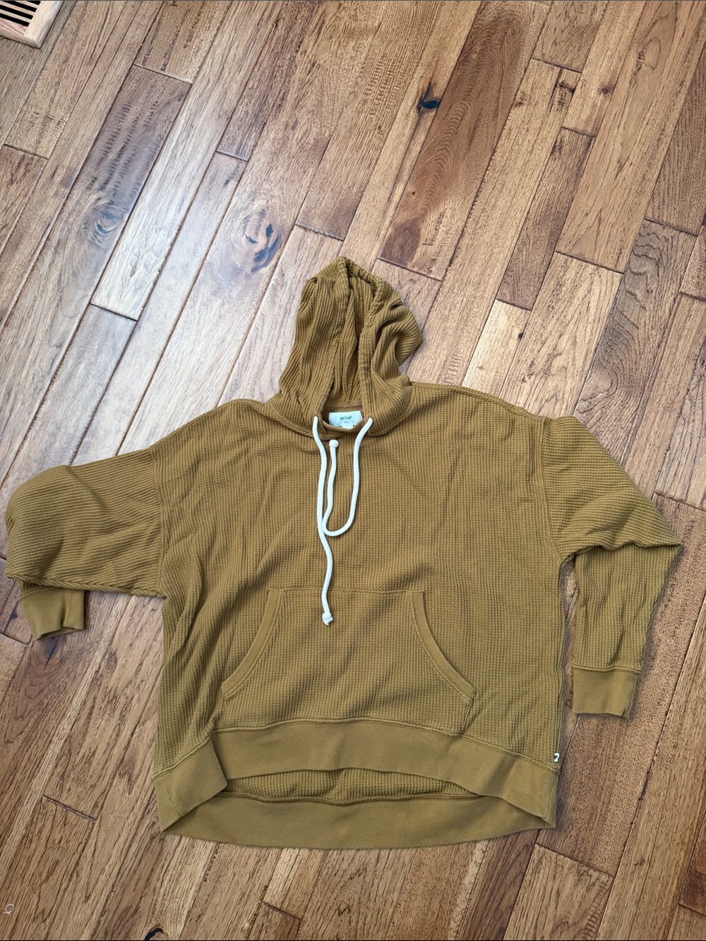 aerie women’s brown Crewneck Waffle Hoodie